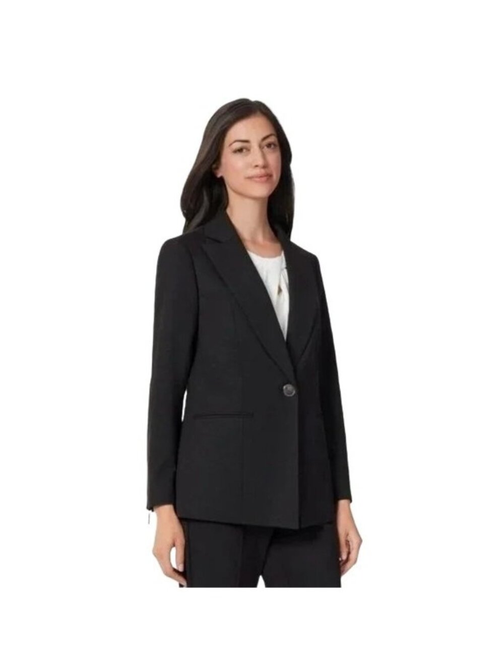 Kasper ASL Womens Black 1-Button Blazer Size 16 Fully Lined Professional Office